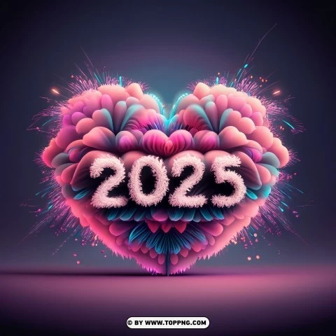 Free download | HD PNG fireworks on heart new year 2025 card background