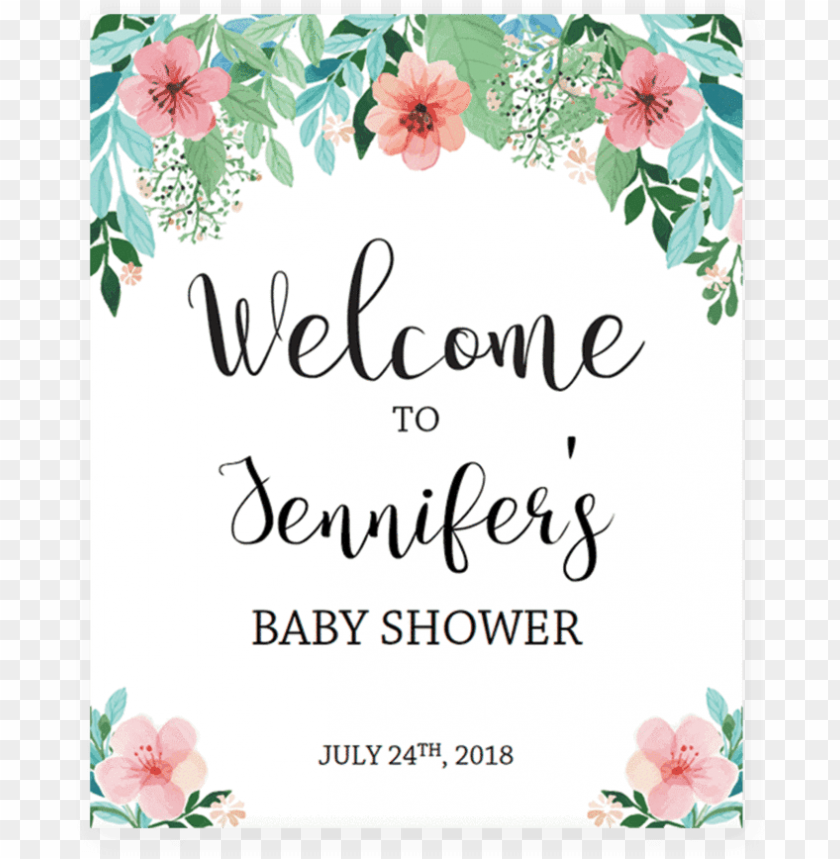 Free download | HD PNG floral shower welcome sign printable by ...