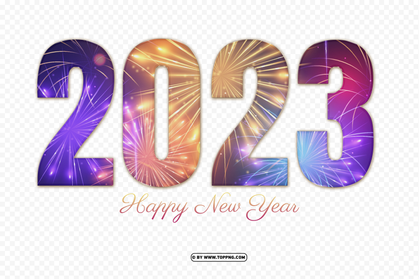 Free 2023 Happy New Year Numbers Fireworks Png cutout PNG & clipart