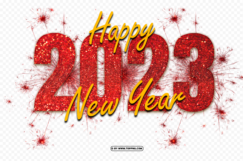 2023 Png Happy New Year Red Glitter cutout PNG & clipart images | TOPpng