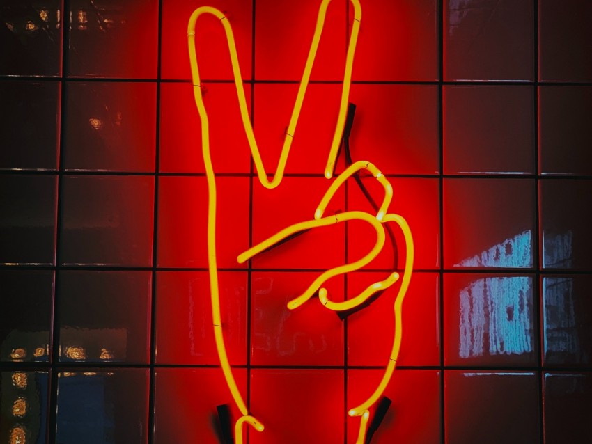 Hand Gesture Peace Neon Sign Glow Background Toppng - the neon rainbow peace sign roblox