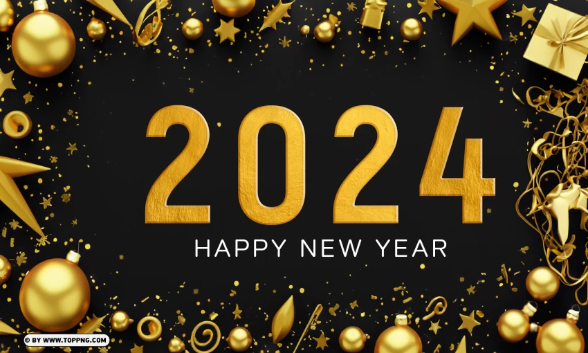 Free download | HD PNG happy new year 2024 gold card design hd ...