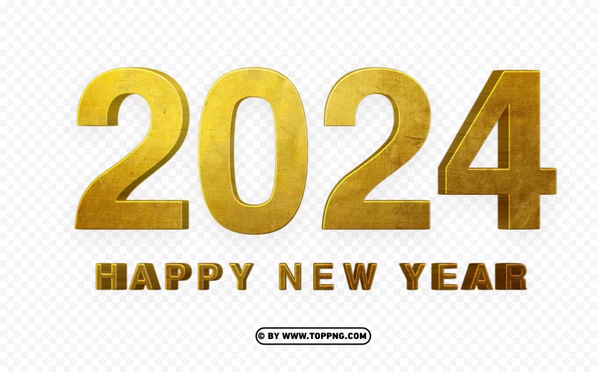 Free download HD PNG happy new year 2024 golden 3d numbers design png