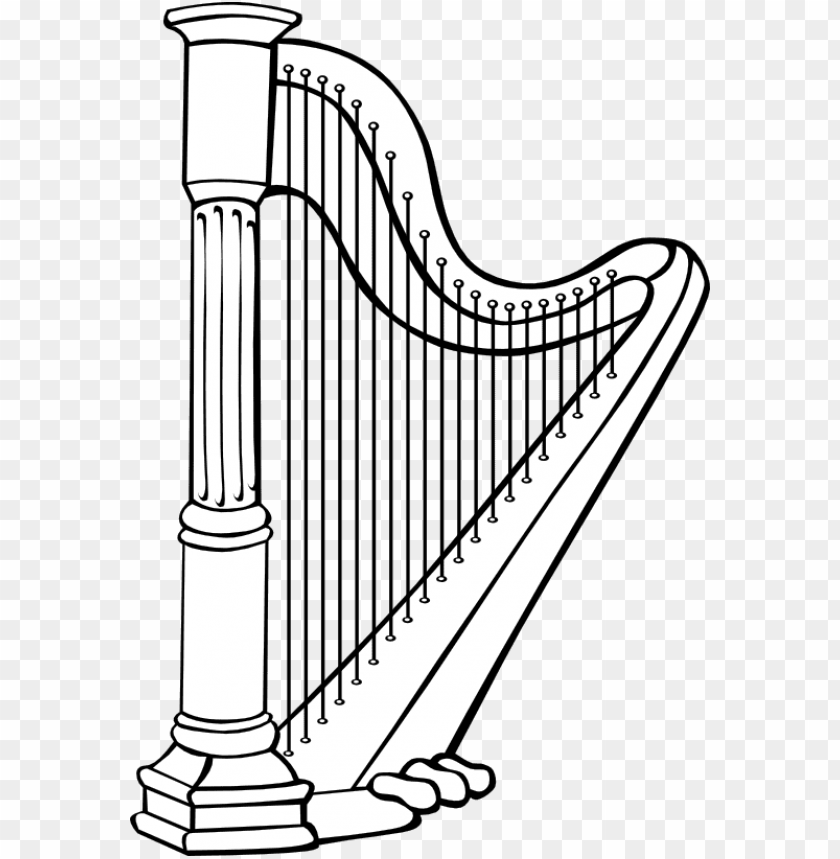 Free download | HD PNG harp black white line art coloring book harp