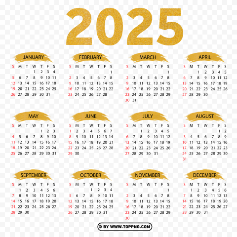 Free download | HD PNG hd golden design of calendar 2025 transparent ...