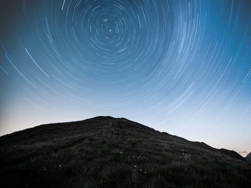 Hill Mountains Starry Sky Long Exposure Stars Motion cutout PNG ...