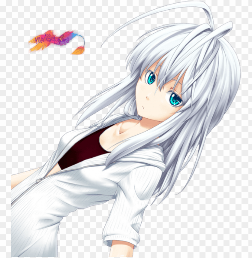 Hoto Anime Girl With White Hair And Blue Eyes Transparent Png Image With Transparent Background Toppng - curly blonde hair roblox hair t shirt yellow free transparent png clipart images download