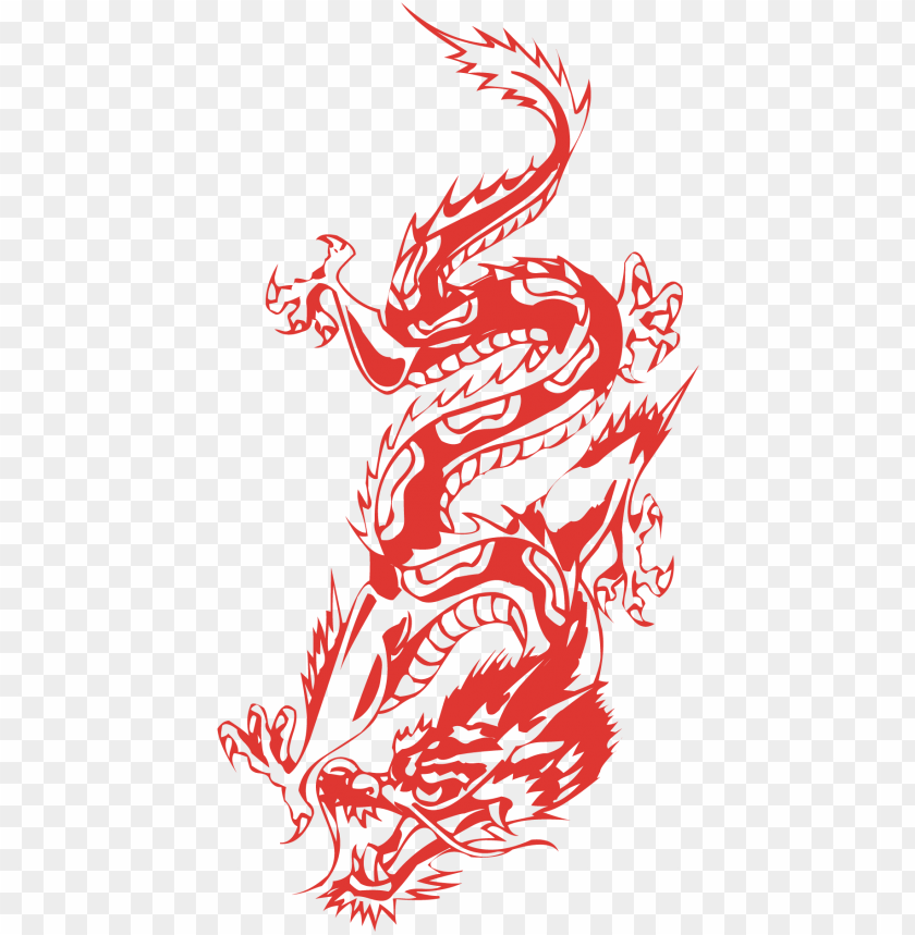 Download japanese dragon clip art hand painted style - red japan dragon