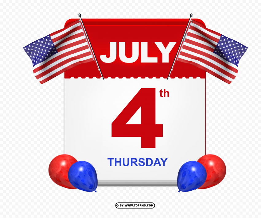 Free download HD PNG july 4th 2024 holiday calendar with events
