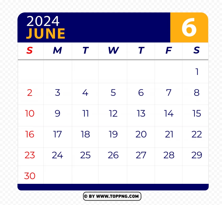 Free download HD PNG june 2024 calendar vector page with hd png TOPpng