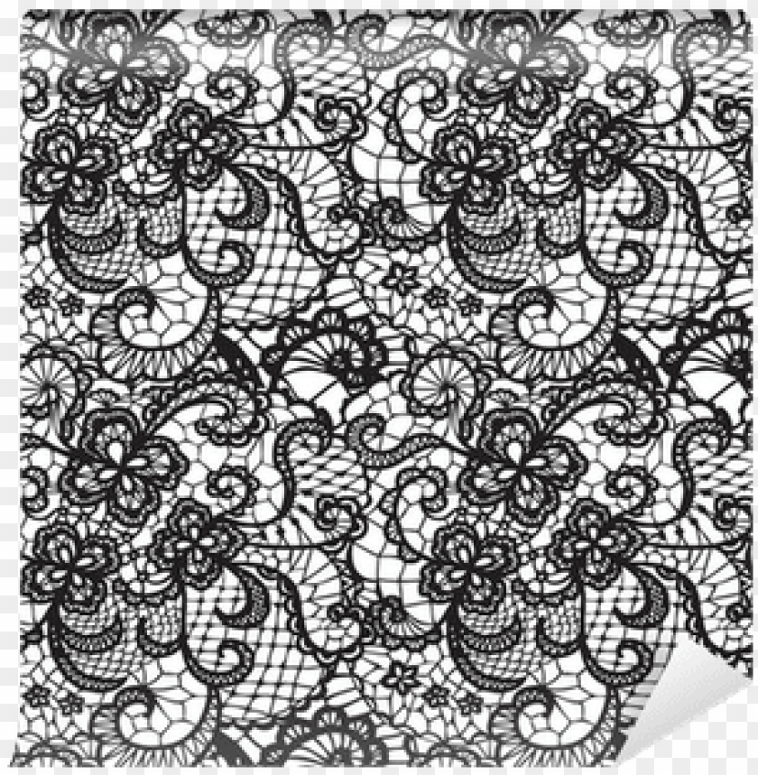 Free download | HD PNG lace black seamless pattern with flowers on ...