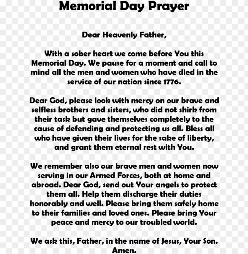 Free download | HD PNG memorial day poems memorial day prayer PNG ...