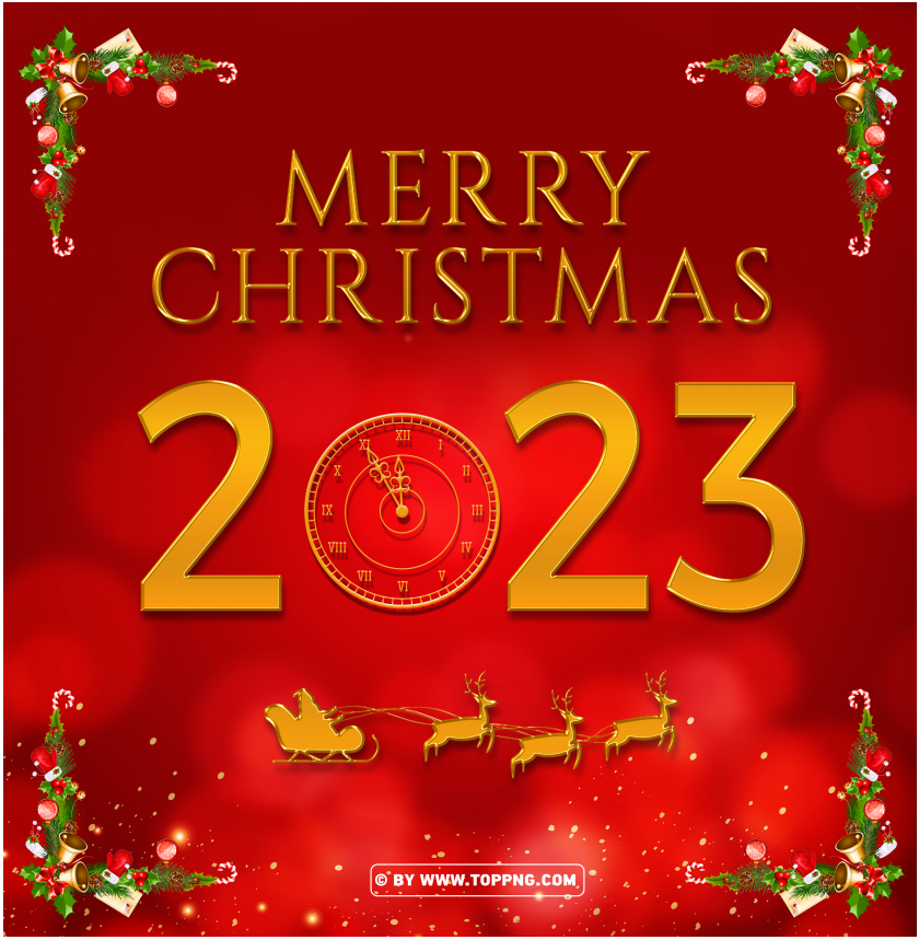 Merry Christmas 2023 Eve Clock Free Background cutout PNG & clipart