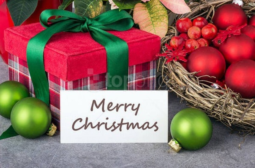 Free download HD PNG merry christmaswith gift and ornaments