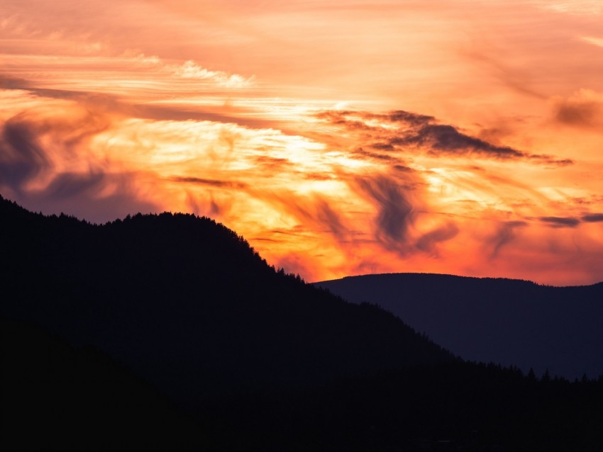 Free download | HD PNG mountain trees sunset outlines clouds 4k ...