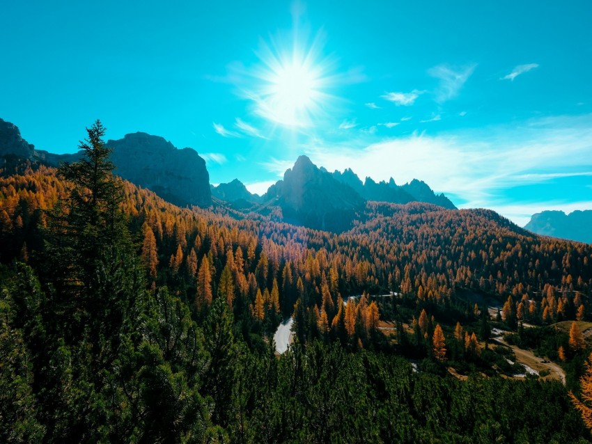 Free download | HD PNG mountains trees sun rays autumn aerial view 4k ...