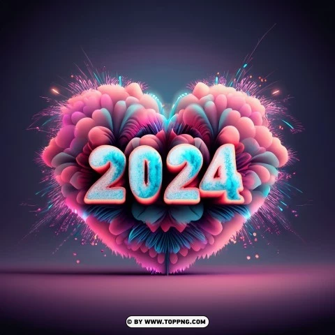 Free Download HD PNG New Year 2024 Heart Card Background With   New Year 2024 Heart Card Background With Fireworks 11697213283uyamqu8m3s.webp