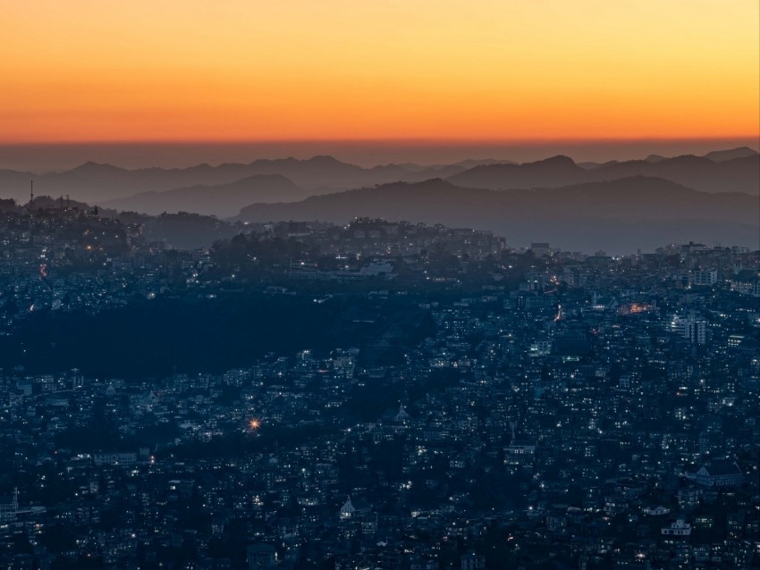 Free download | HD PNG night city aerial view sunset sky fog 4k ...