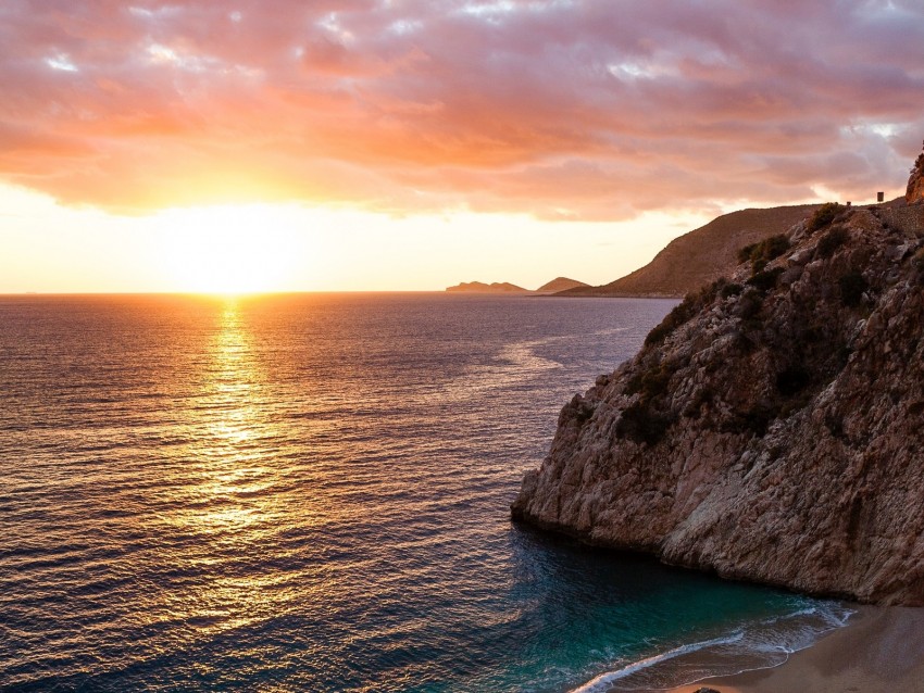 Free download | HD PNG ocean rocks sunset coast sea 4k wallpaper | TOPpng