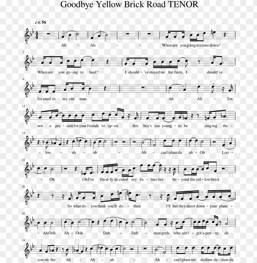 Free download | HD PNG oodbye yellow brick road tenor sheet music for ...