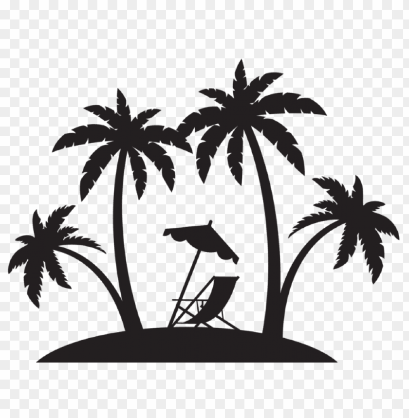 Palms And Beach Chair Silhouette Png Png Free Png Images Toppng