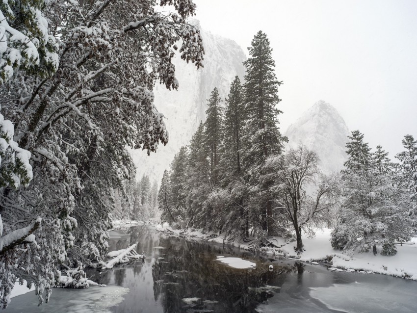 Free download | HD PNG river trees snow mountains landscape winter 4k ...
