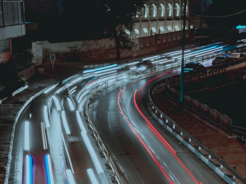 Free download | HD PNG road turn long exposure night 4k wallpaper | TOPpng