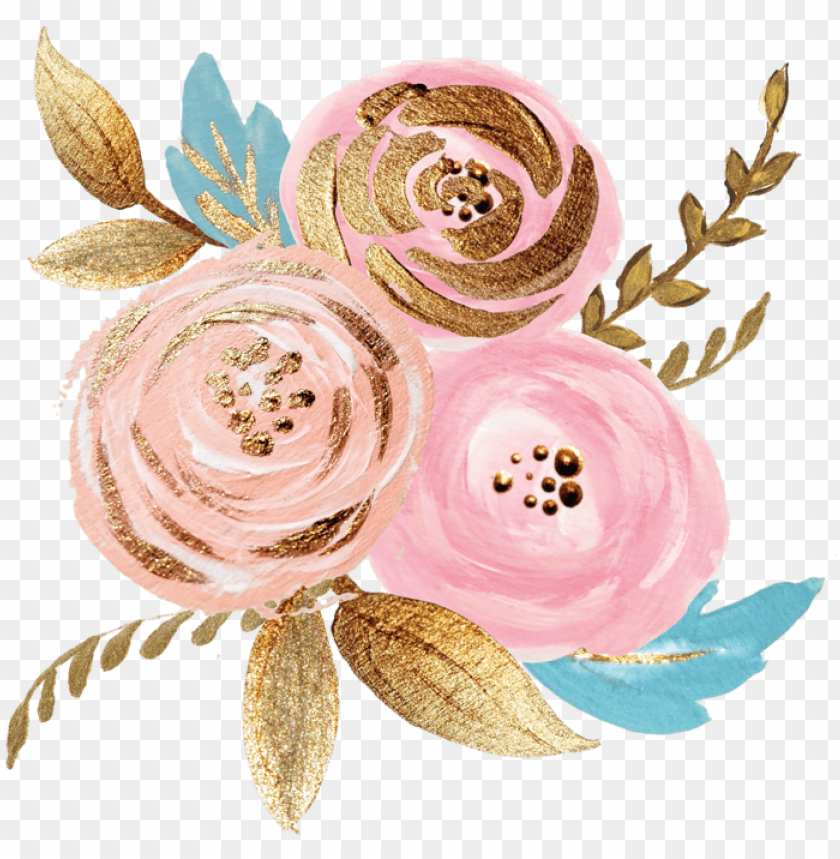 Free Download HD PNG Rose Gold Watercolor Floral PNG Transparent With Clear Background ID