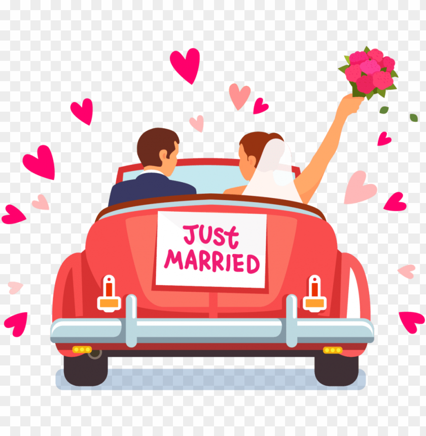 Download Royalty Free Art Marriage Just Married Car Clipart Png Free PNG Images TOPpng