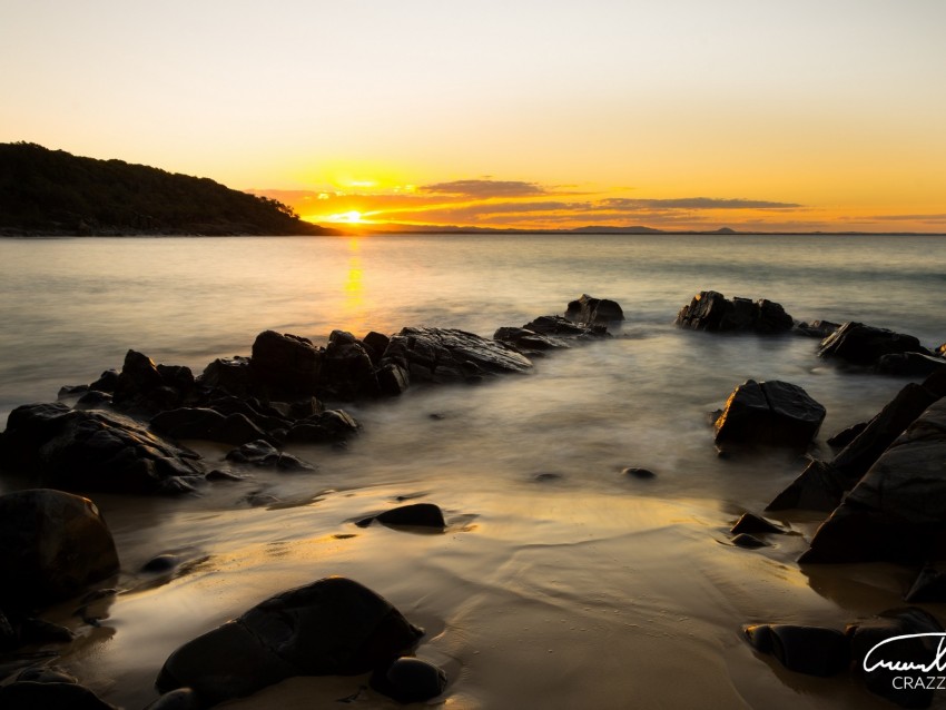 Free download | HD PNG sea sunset stones horizon sky 4k wallpaper | TOPpng