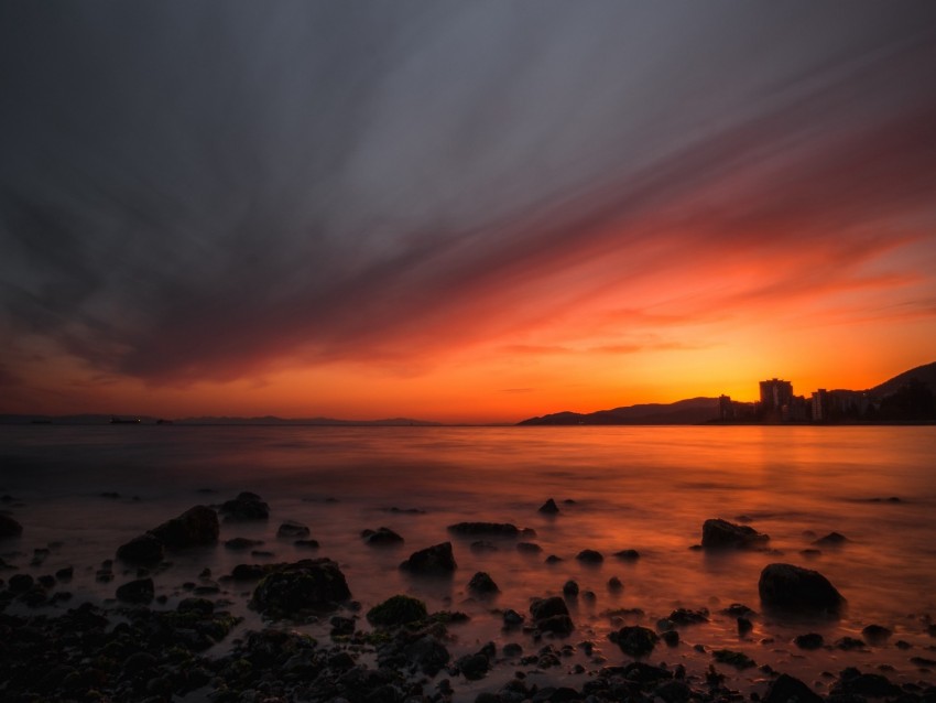 Free download | HD PNG sea sunset stones horizon sky coast 4k wallpaper ...