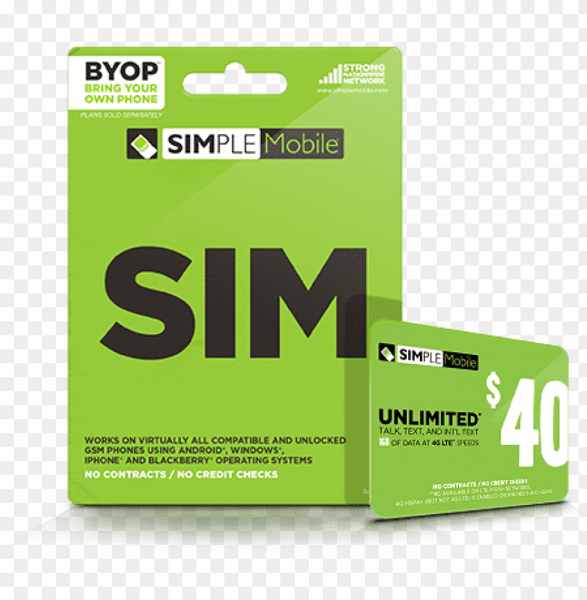Free download HD PNG simple mobile prepaid sim card unlimited calls