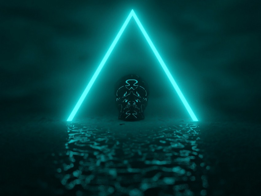 Skull Neon Triangle Glow Dark Background Toppng - glow neon dark blue roblox logo