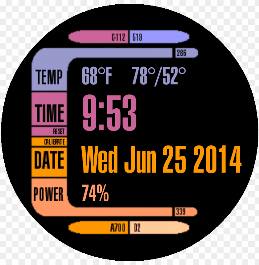 Free download HD PNG smart watch clock face star trek lcars by shaggy