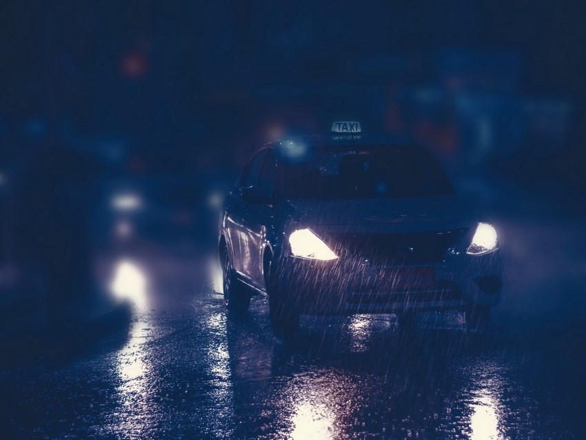 Free download | HD PNG taxi car night rain lights street 4k wallpaper ...