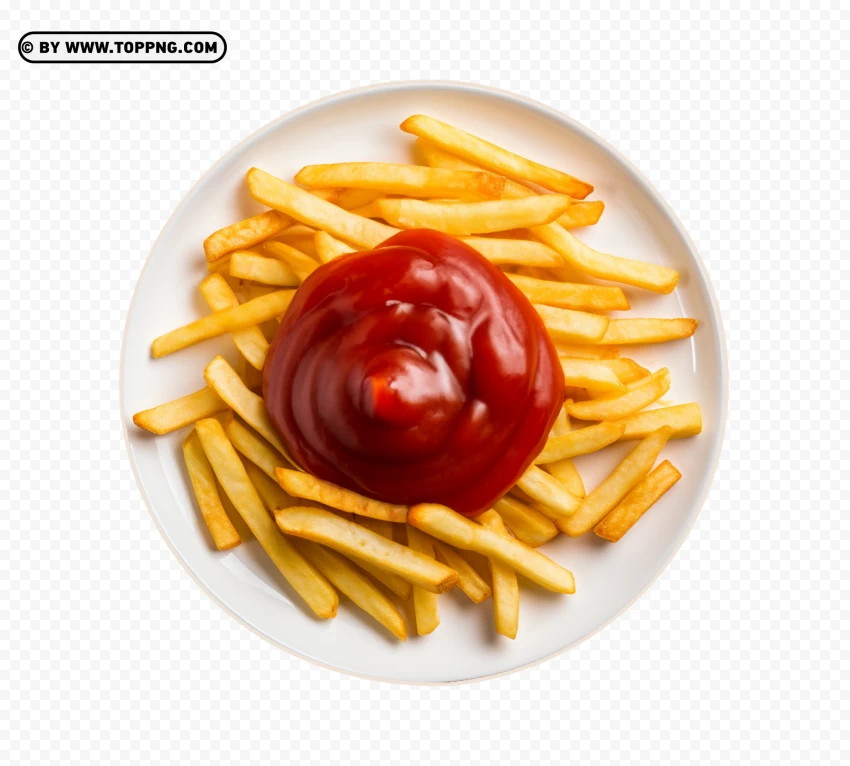 Free Download | HD PNG Top View Of French Fries With Ketchup On Ceramic ...