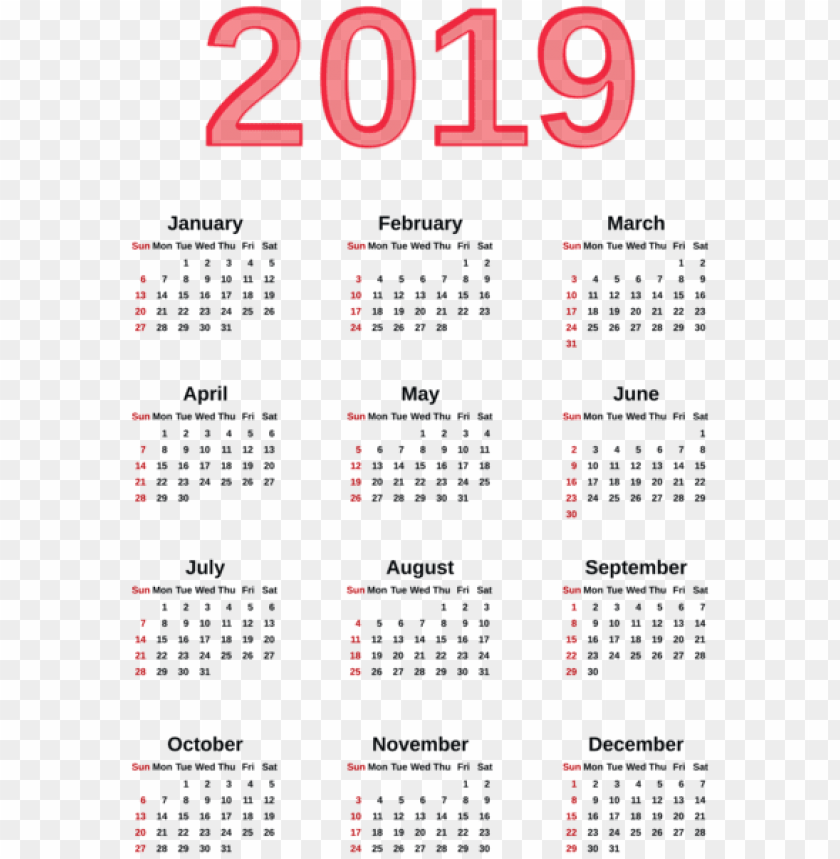 Free download | HD PNG transparent 2019 calendar PNG Images 41624 | TOPpng