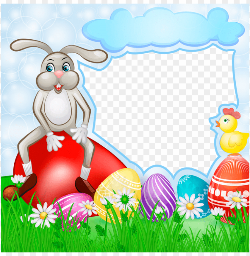 Free Download Hd Png Transparent Easter Frame With Bunny Png Images