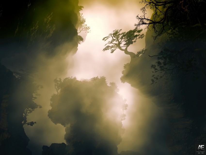 Free download | HD PNG trees fog hills cliffs 4k wallpaper | TOPpng