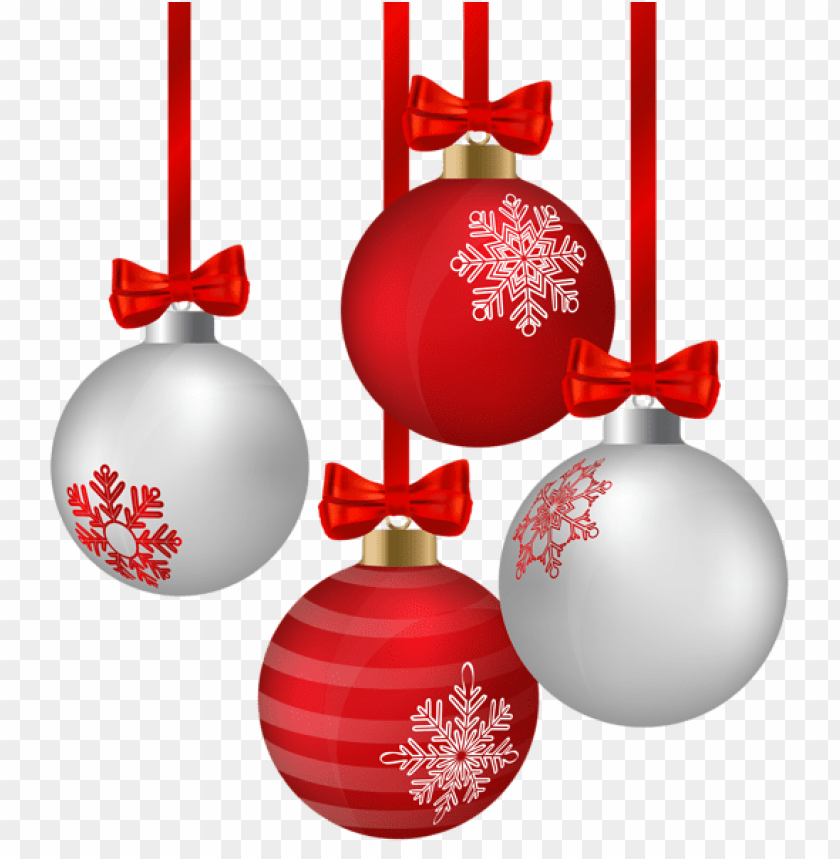 Free Download Hd Png White And Red Hanging Christmas Ornaments Png