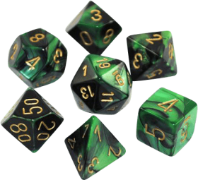 D&G Oblivion 7 x Polyhedral dice Set Green D&D RPG