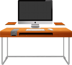 Download Wood Computer Desk Computer On Table Cliparts Png Free Png Images Toppng