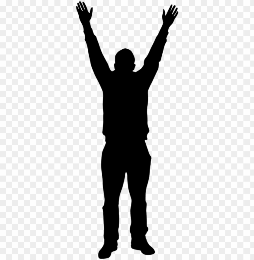 0 man with hands up silhouette PNG transparent with Clear Background ID 201092