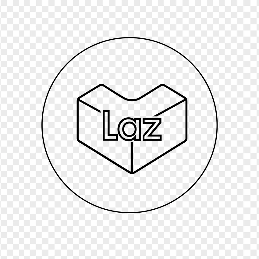 Lazada Laz Round Black Outline Icon PNG Transparent Background