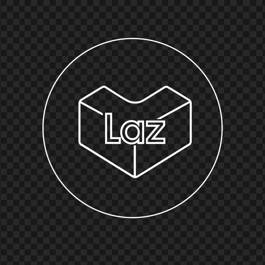 Lazada Laz Round White Outline Icon PNG Transparent Background