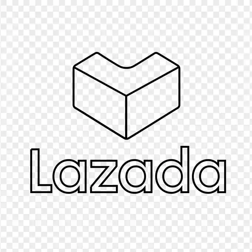 Lazada Text Black Outline Logo PNG Transparent Background