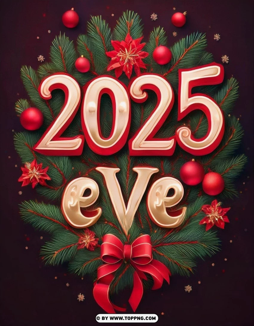 New Year 2025 Eve Festive Design PNG Transparent Background