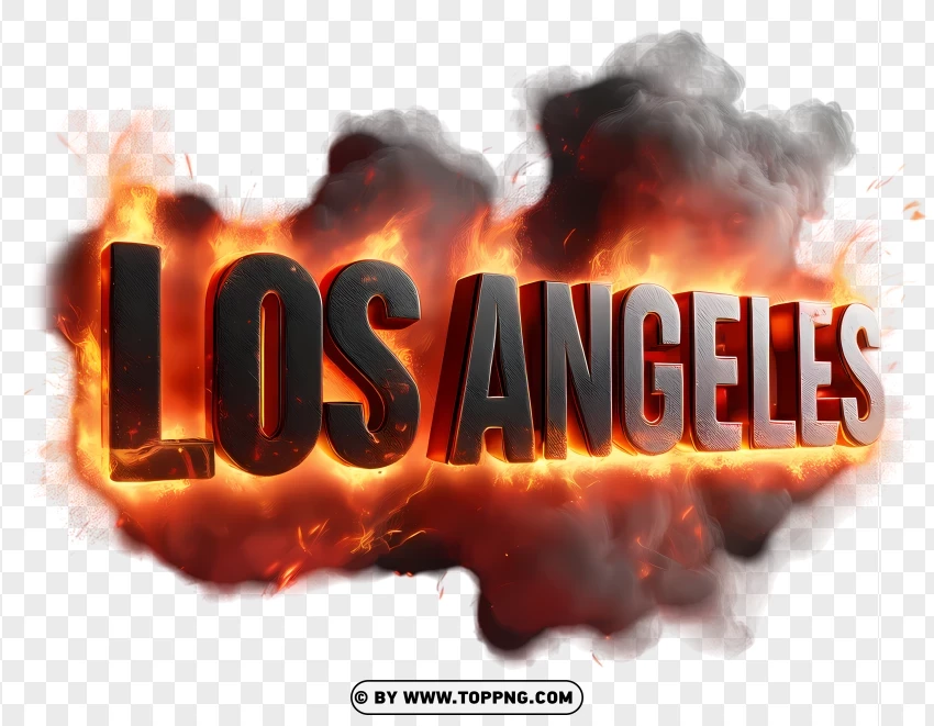 Los Angeles Skyline In Flames PNG Transparent Background