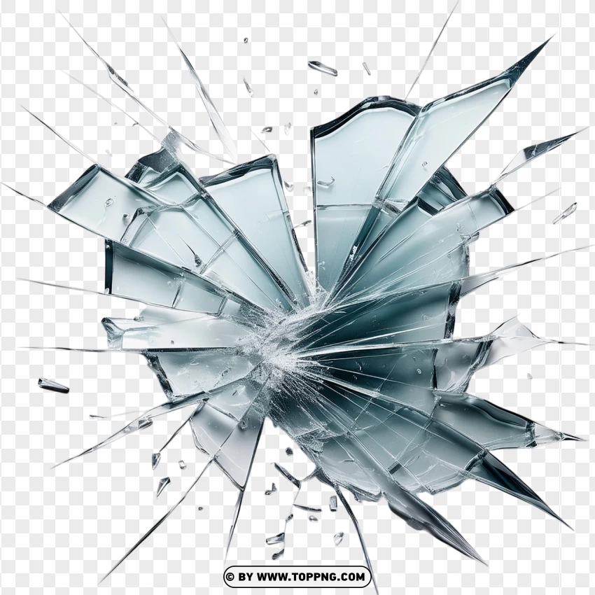 Realistic Shattered Glass Fragments PNG Transparent Background