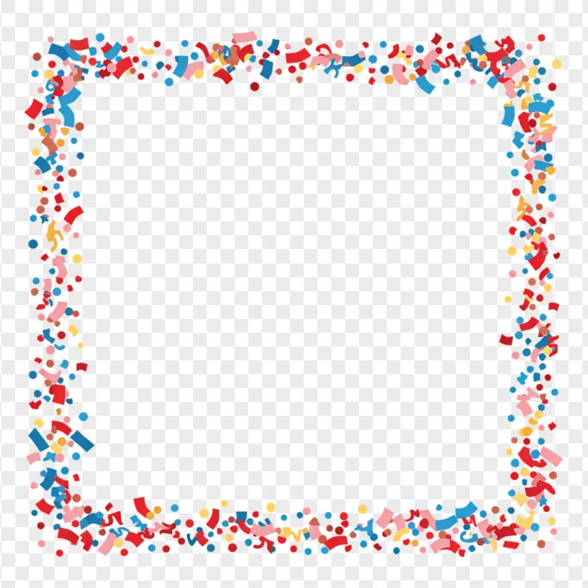 Square Party Confetti Border PNG Transparent Background